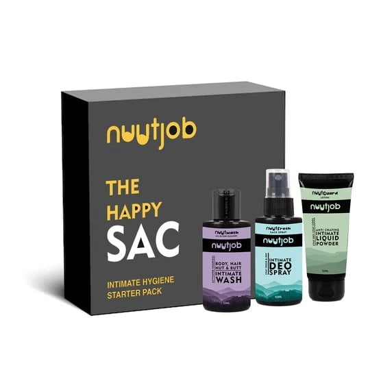 Nuutjob - Happy Sac Box | Nuutjob Mini Combo Pack | Nuutwash, Nuutguard & NuutFresh | 50 ml Each