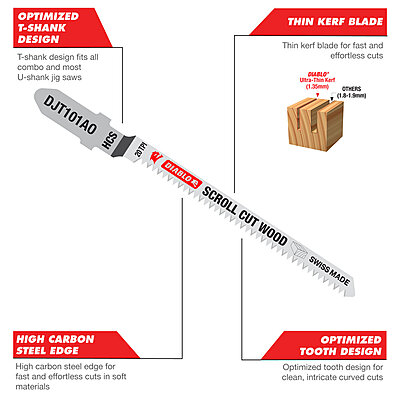 Diablo 4" High Carbon Steel T-Shank Jig Saw Blades