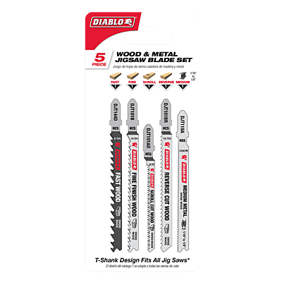 Diablo T-Shank Jig Saw Blade Set for Wood & Metal Diablo T-Shank Jig Saw Blade Set for Wood & Metal