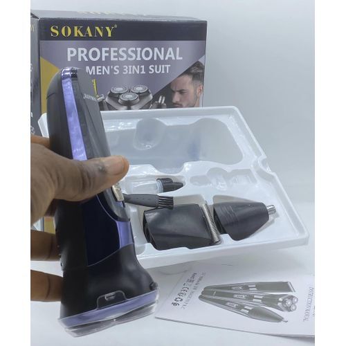 SOKANY PROFESIONAL 3IN1 COMPLETE MEN KIT. CLIPPER,SHAVER & TRIMMER