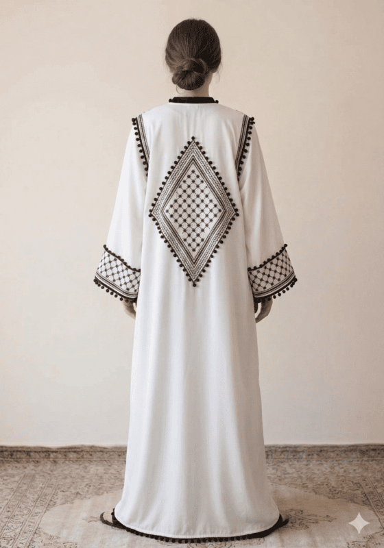 Palestine Print Abaya Linen