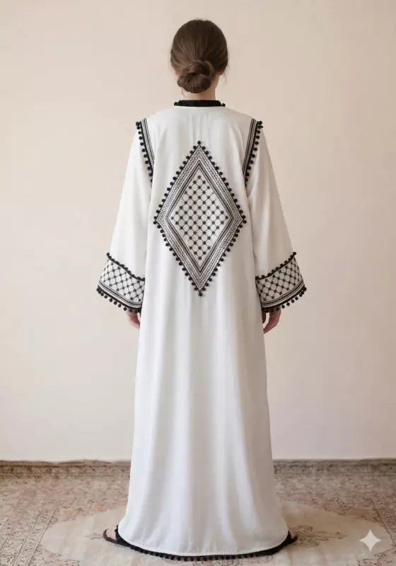 Palestine Print Abaya Linen