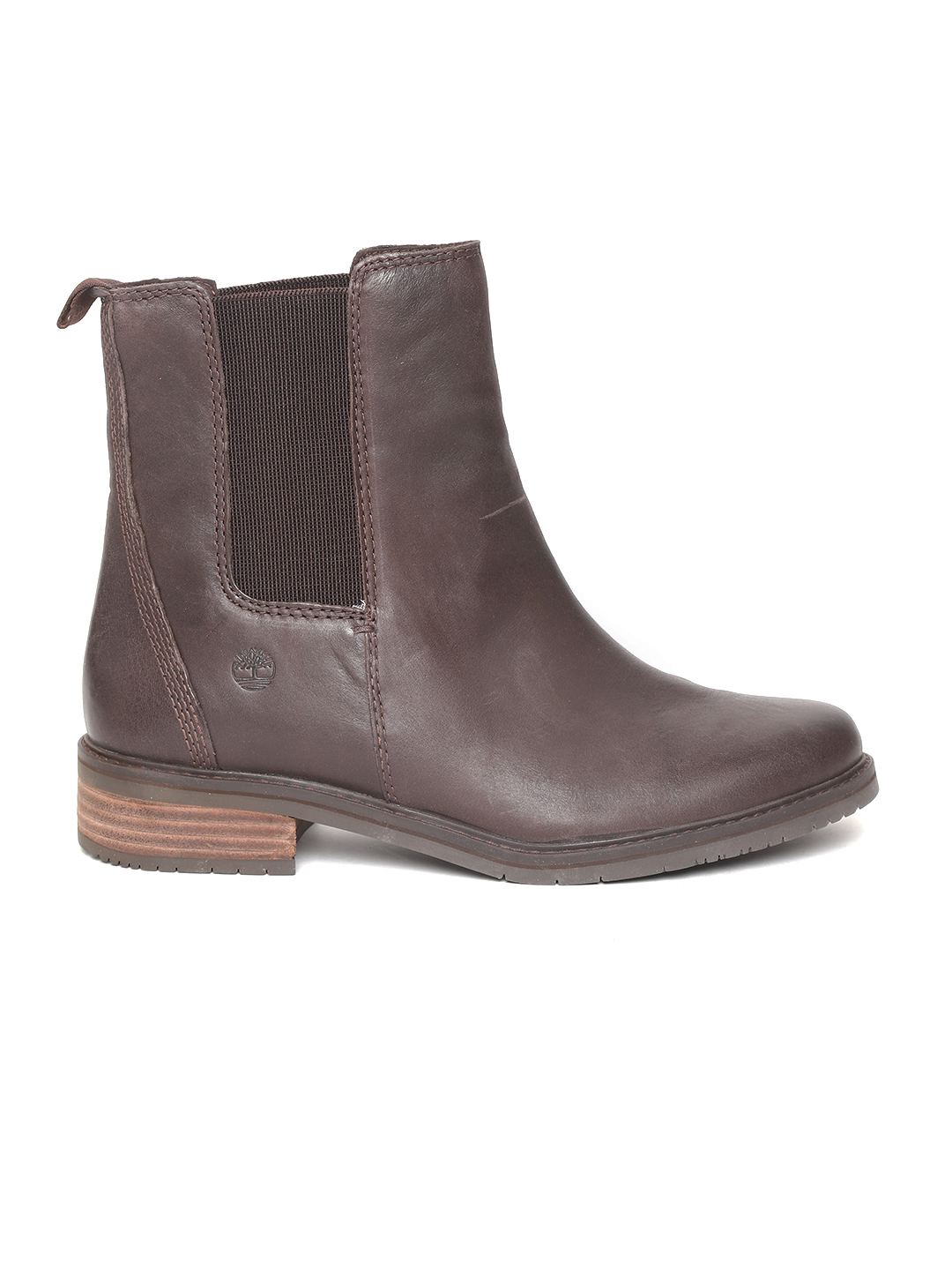 Women Coffee Brown Mont Chevalier Chelsea Leather Mid-Top Flat Boots