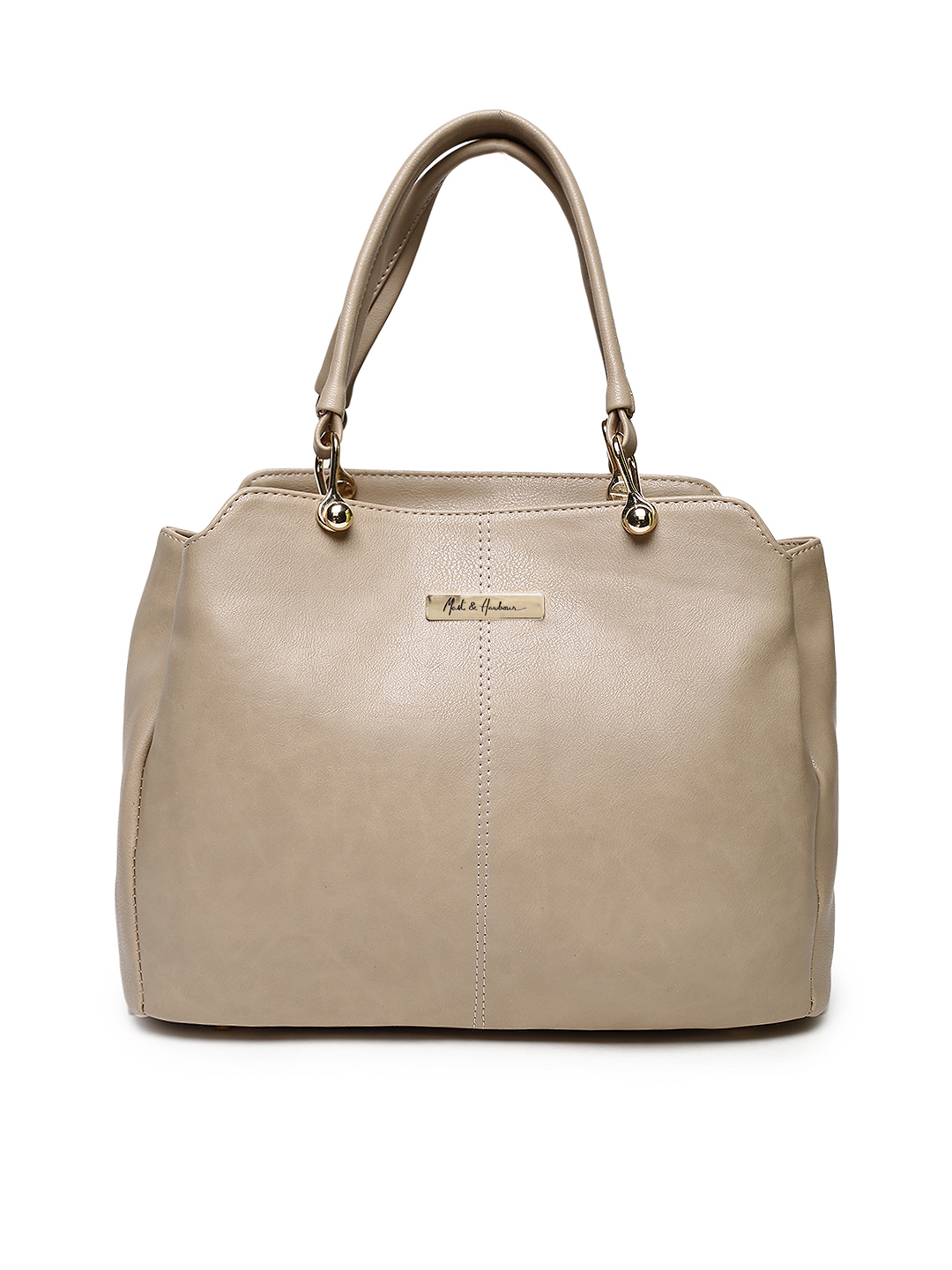 Beige Solid Handheld Bag