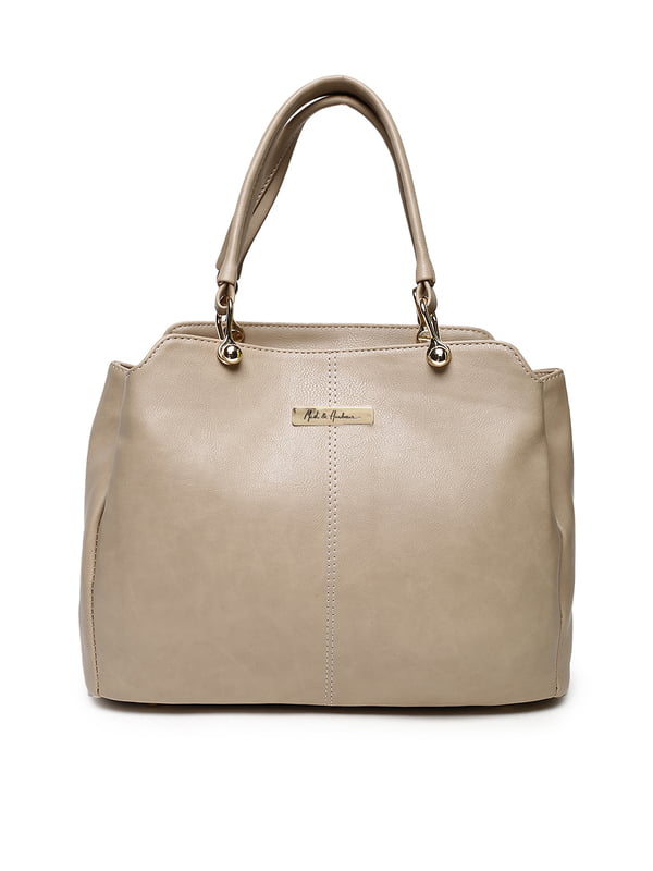 Beige Solid Handheld Bag