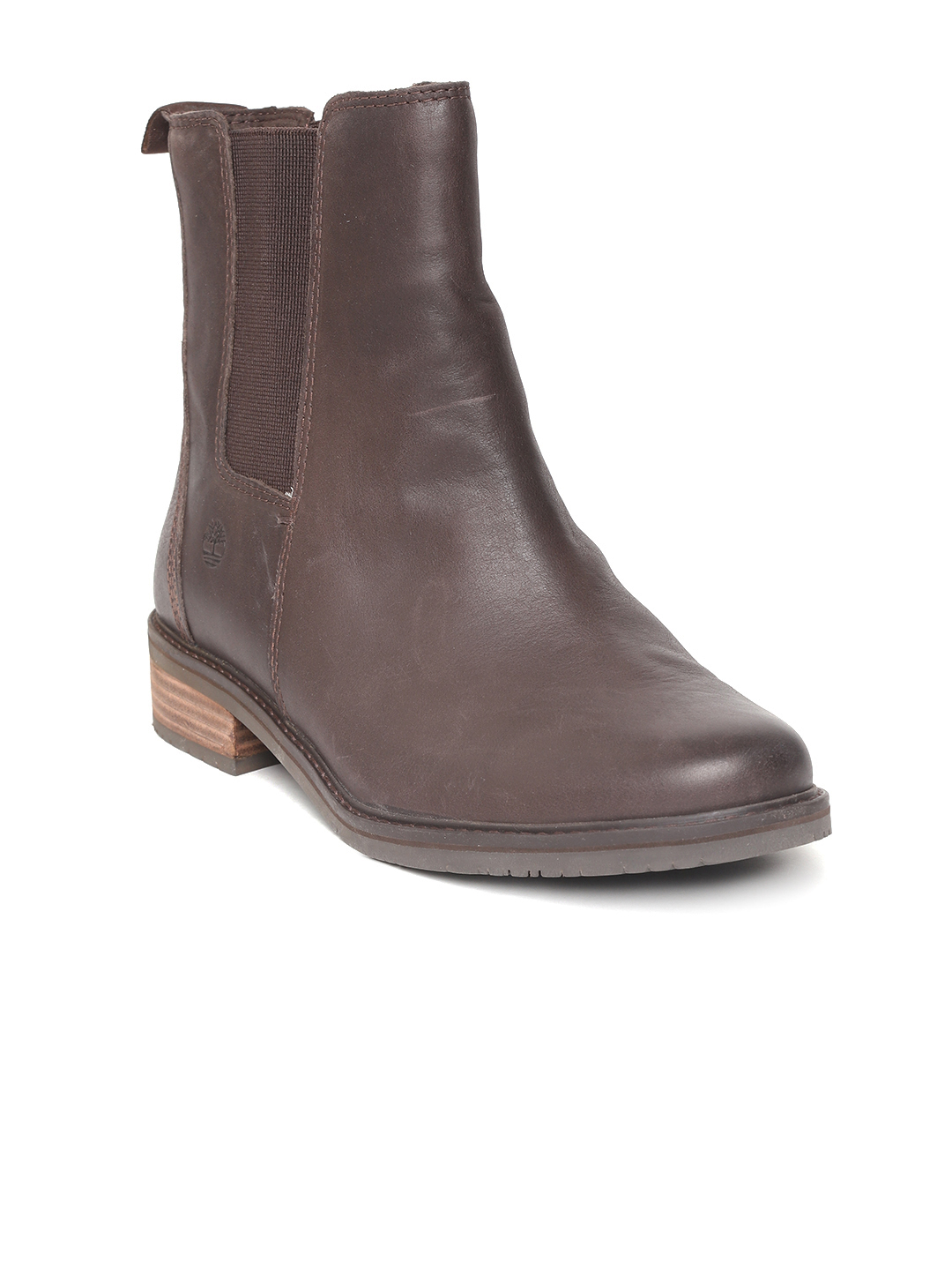 Women Coffee Brown Mont Chevalier Chelsea Leather Mid-Top Flat Boots