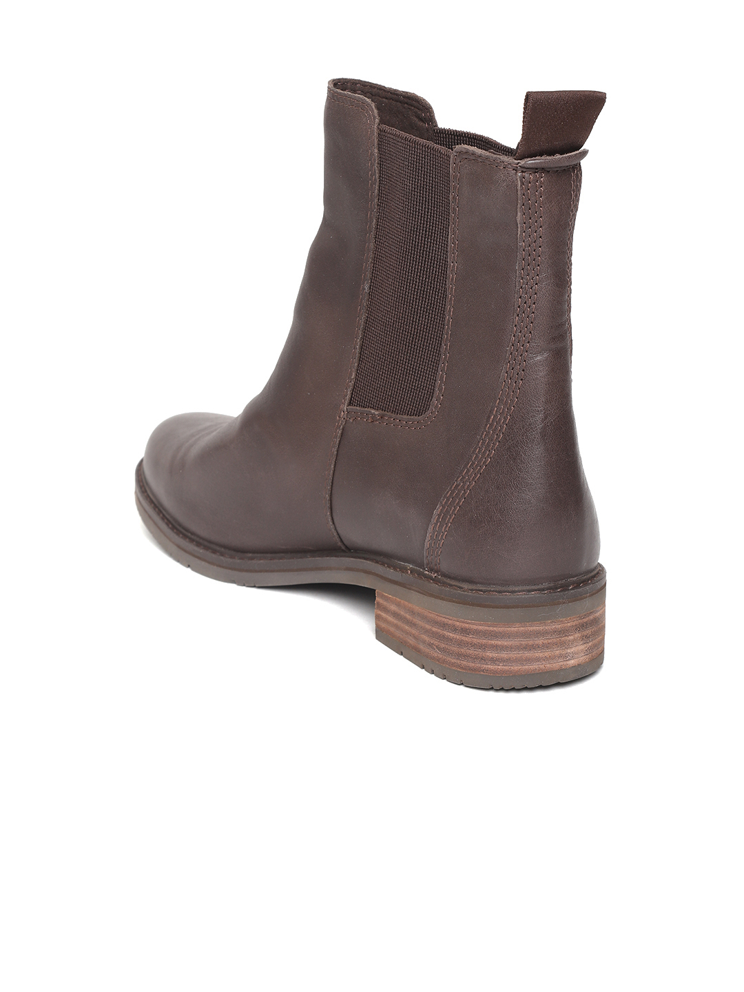 Women Coffee Brown Mont Chevalier Chelsea Leather Mid-Top Flat Boots