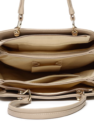 Beige Solid Handheld Bag