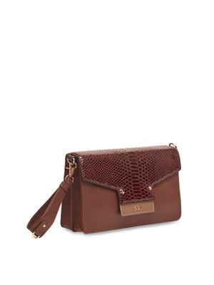 Brown & Coffee Brown Textured Clutch