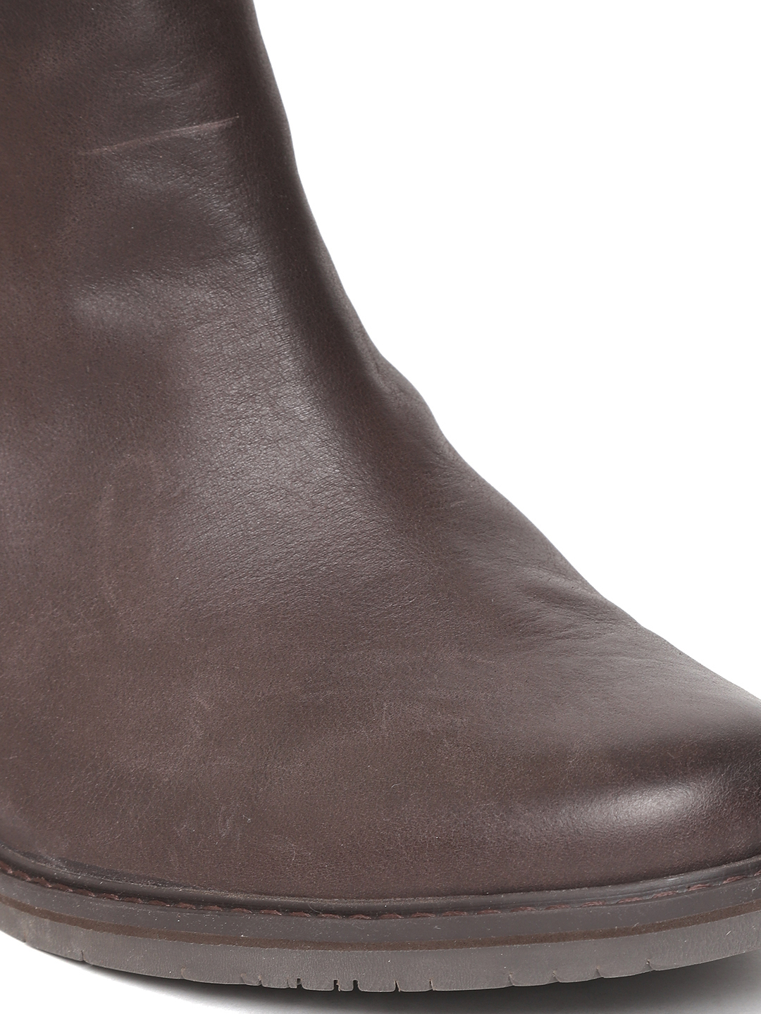 Women Coffee Brown Mont Chevalier Chelsea Leather Mid-Top Flat Boots