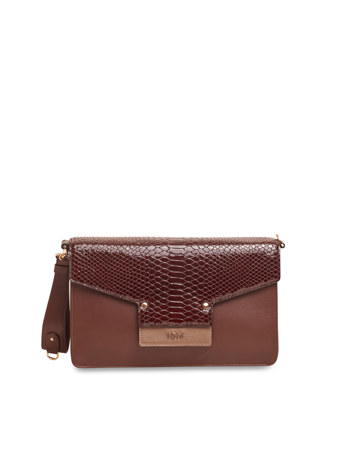 Brown & Coffee Brown Textured Clutch