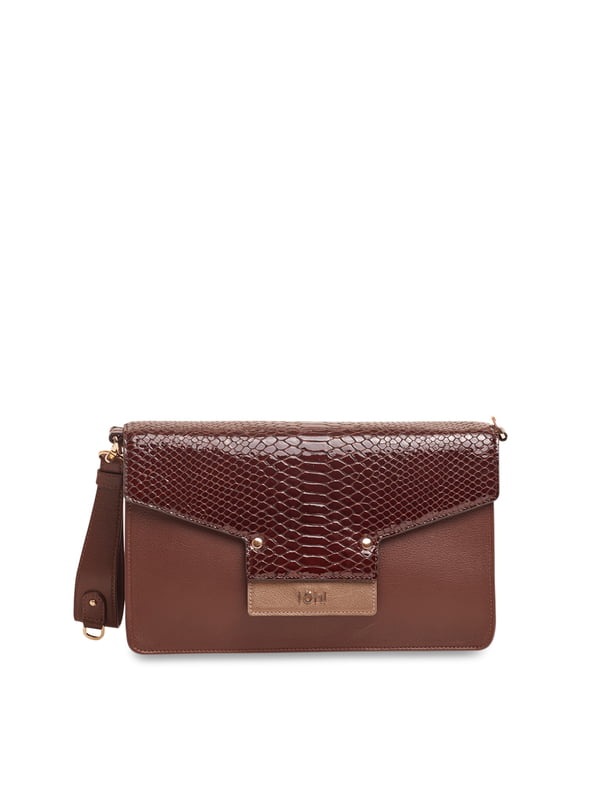 Brown & Coffee Brown Textured Clutch