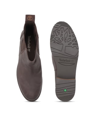 Women Coffee Brown Mont Chevalier Chelsea Leather Mid-Top Flat Boots