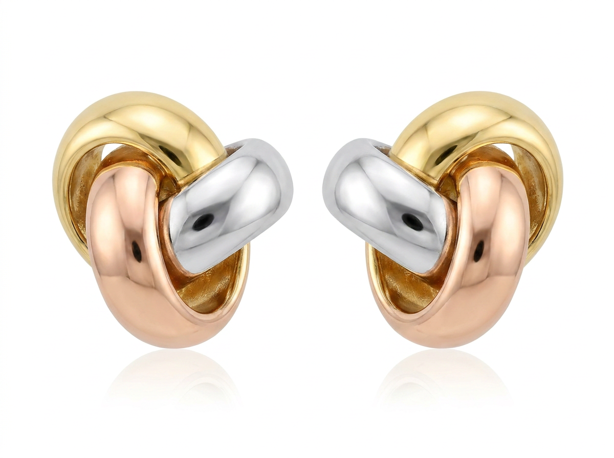 Aretes entrelazados  de Oro 3 colores