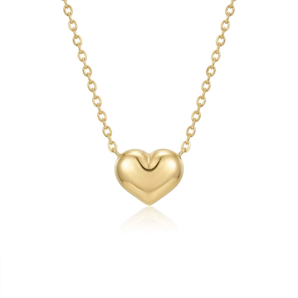 Cadena con corazon inflado de oro