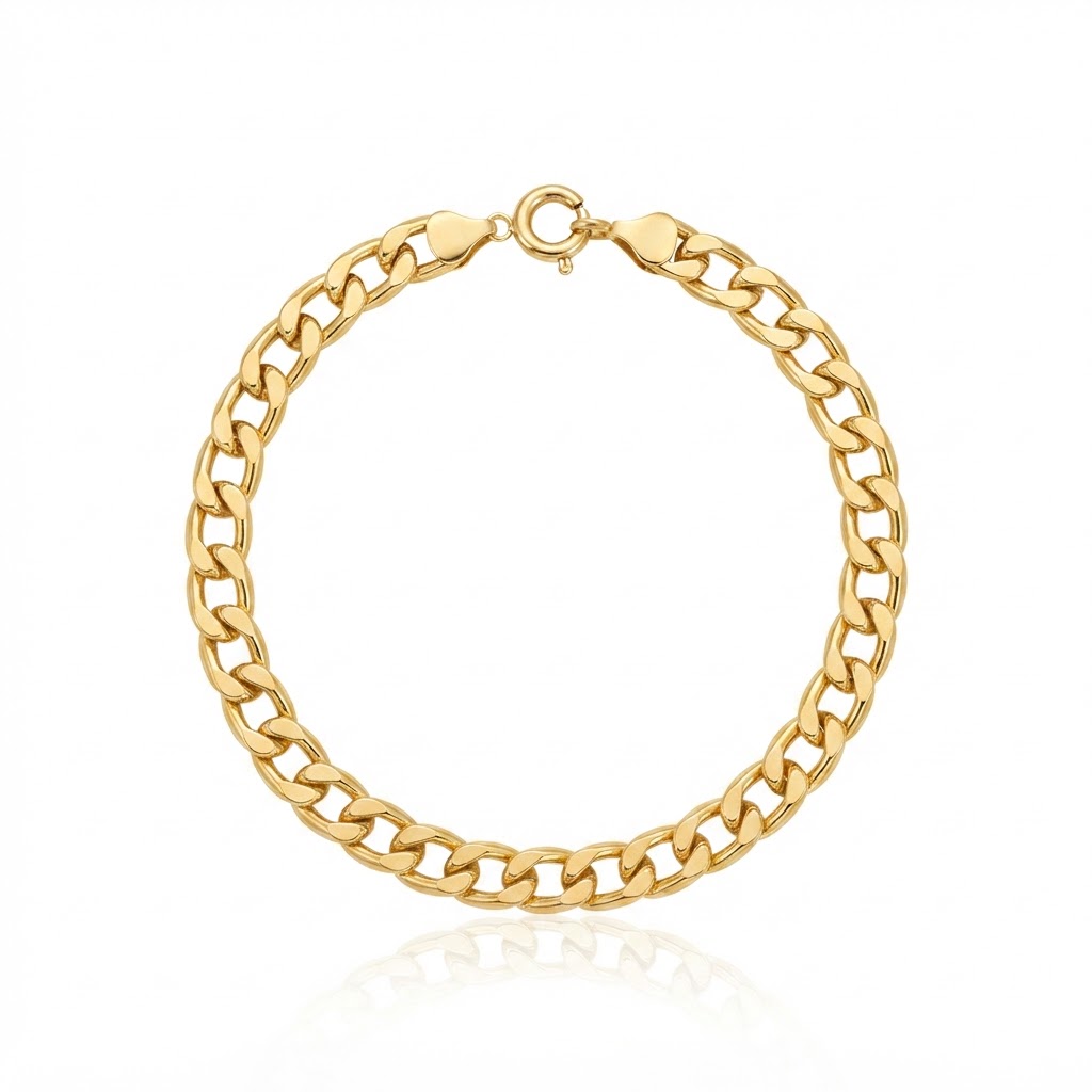 CADENA CUBANA CON BROCHE CIRCULAR HUECO