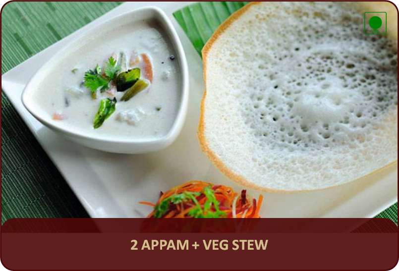 Appam (2 Pcs) + Veg Stew Appam (2 Pcs) + Veg Stew