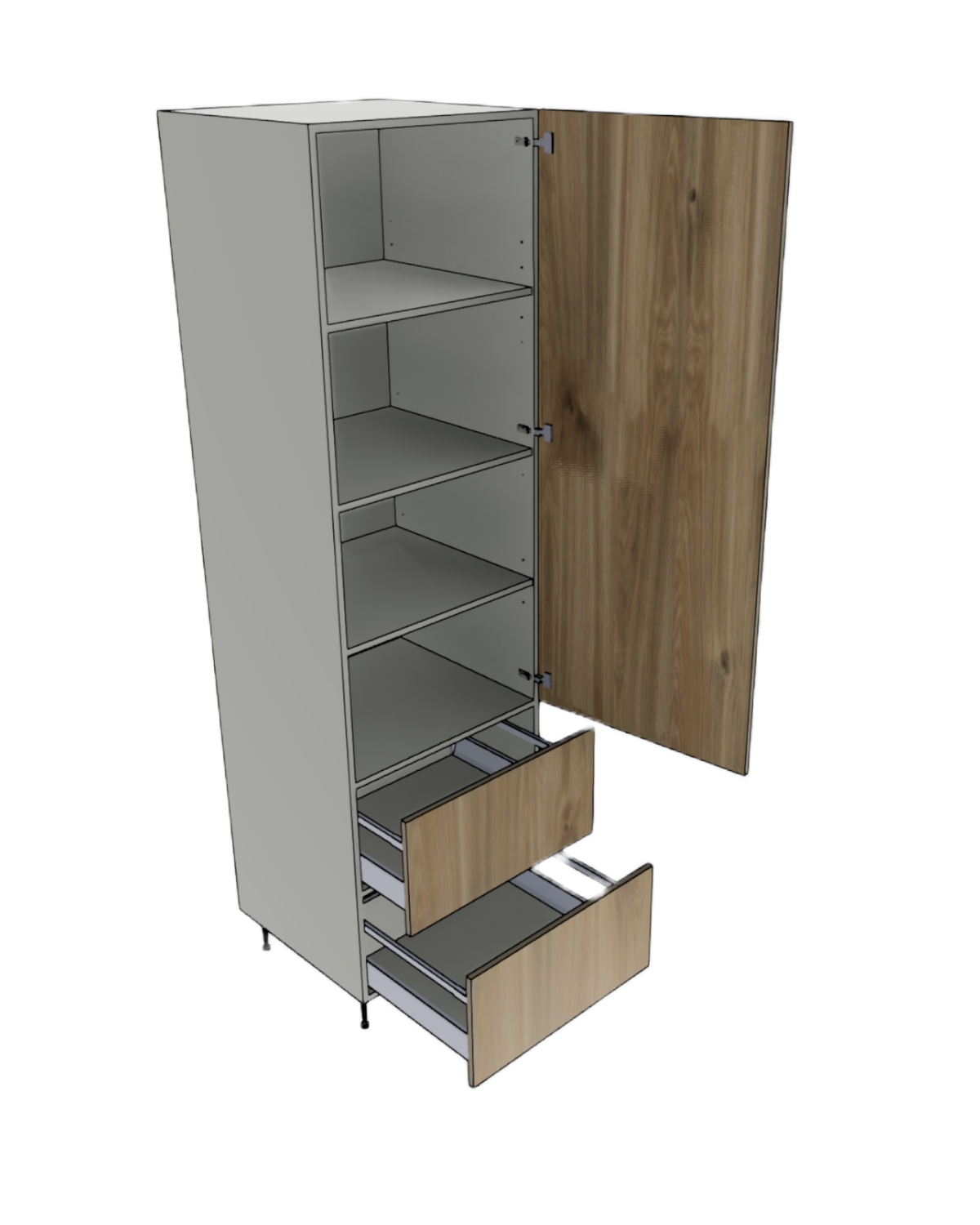 TALL PANTRY CABINET 2 DRAWER 1 DOOR