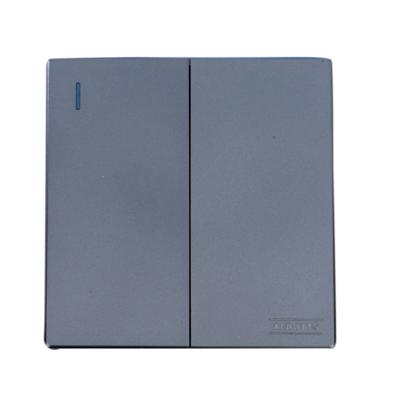 2 Gang 2 Way Push Button Wall Switch - Grey