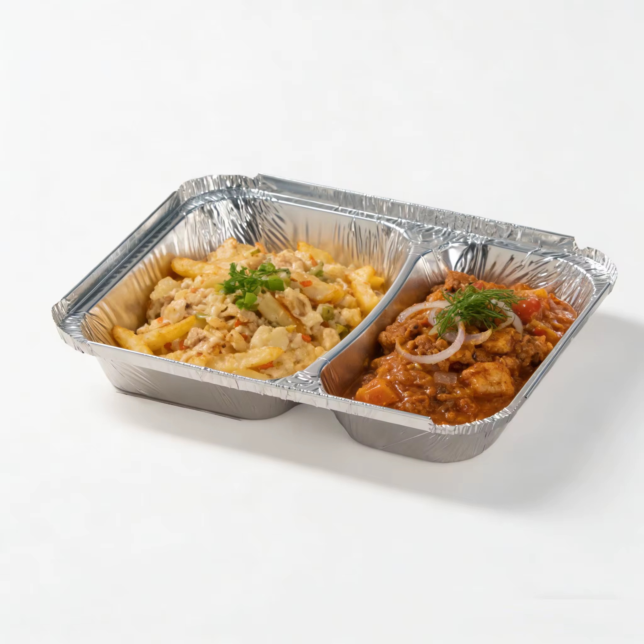 2 Compartment Foil Pan With Clear Lid - 25pcs/pack