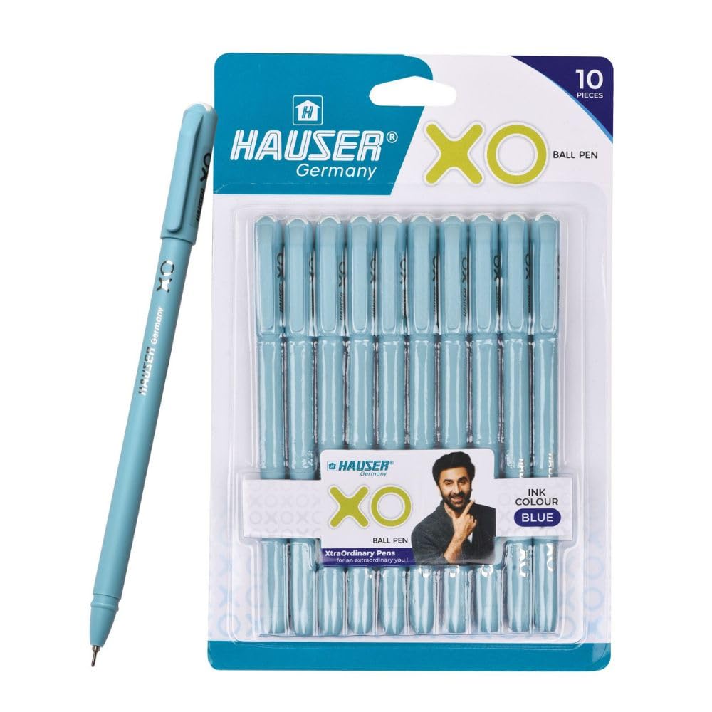 Hauser XO Ball Pens 0.7mm Blue Ink Pack of 10 – Smooth Writing Pens