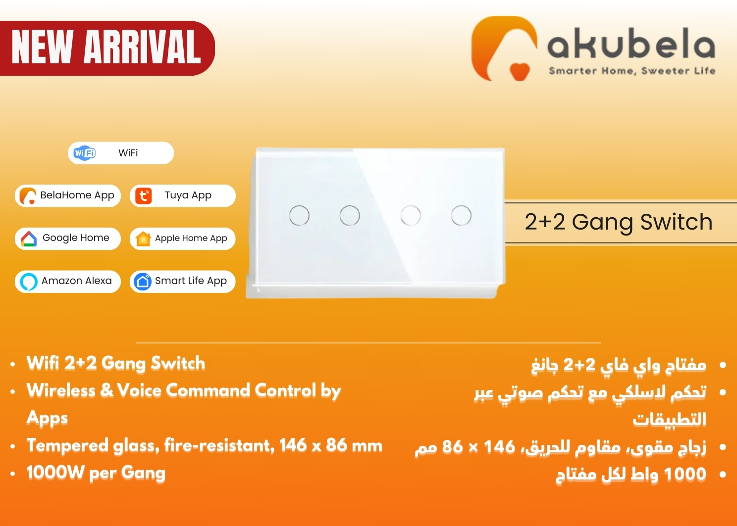 Wifi 2+2 Gang Switch
