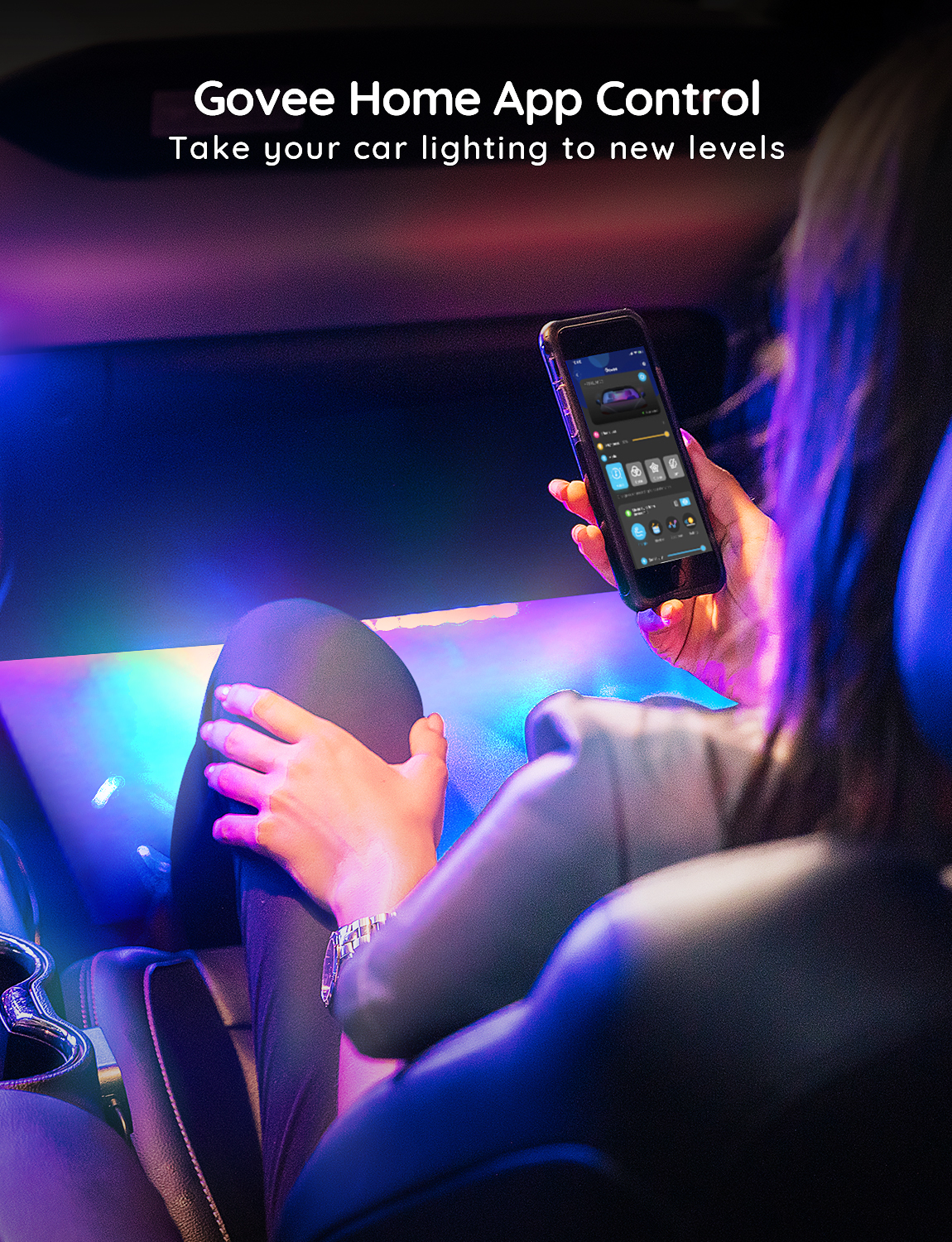 Govee RGBIC Interior Car Lights （30 Scene Mode + 4 Music Mode)--Without Remote Control