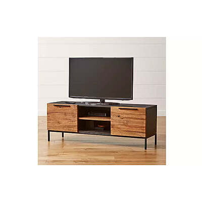 Industrial Modern Mango Wood Media Console - Black Metal Frame TV Stand