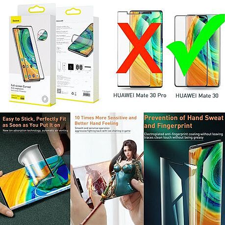 Baseus 0.15mm Flex Screen Protectors*2 for Huawei Mate 30 (for Fingerprint)