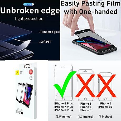 Baseus 0.23mm AntiBlue Light Screen Protector for iPhone 6P, 7P, 8P (2PCS)W