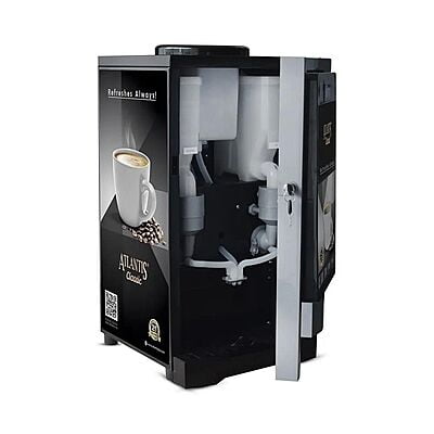 Front view of the Atlantis Classic 2 lane showing its two beverage selection dispensing area. Front view of the Atlantis Classic 2 lane showing its two beverage selection dispensing area.