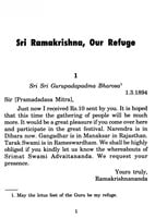 Sri Ramakrishna, Our Refuge Sri Ramakrishna, Our Refuge