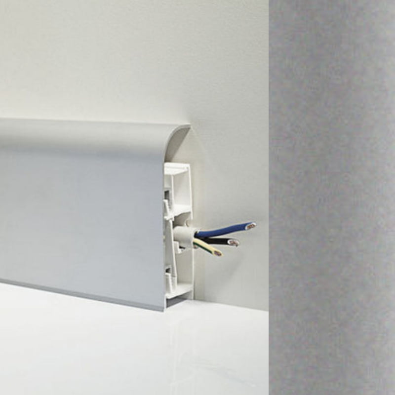 Capat plinta canal cablu PROFILPAS, 78213 98/8P WHITE PVC TRUNKING SILVER ANODISED