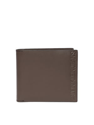 Men Brown Solid Leather Two Fold Wallet
