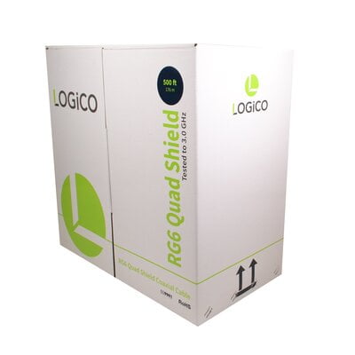 Rg6 Cable 60% Quad Shield Cm Etl 18Awg 500Ft Black