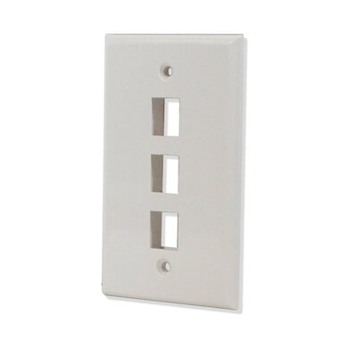 3 Port Flat Wall Plate - White 3 Port Flat Wall Plate - White