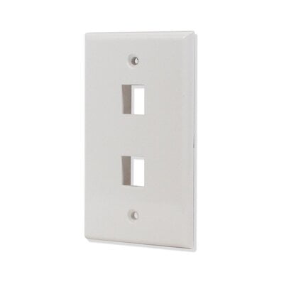 2 Port Flat Wall Plate - White