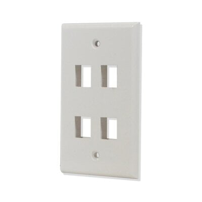 4 Port Flat Wall Plate - White 4 Port Flat Wall Plate - White