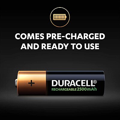 Duracell AA 2500mAh Rechargeable battery (Pack of 2) Duracell AA 2500mAh Rechargeable battery (Pack of 2)