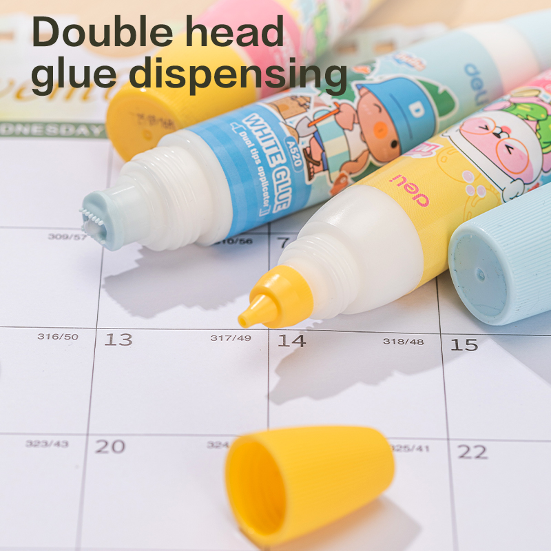 DELI A520 COMIKO WHITE GLUE 35ML WITH DUAL-TIP APPLICATOR