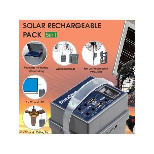 Copy of DURAVOLT 5IN1 SOLAR POWER PACK/ GENERATOR WITH SOLAR PANEL, FAN  & 2 BULBS- LITHIUM BATTERY