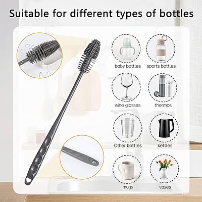 Amazkart Bottle Cleaning Brush Silicone Long Handle for Baby Bottle Amazkart Bottle Cleaning Brush Silicone Long Handle for Baby Bottle