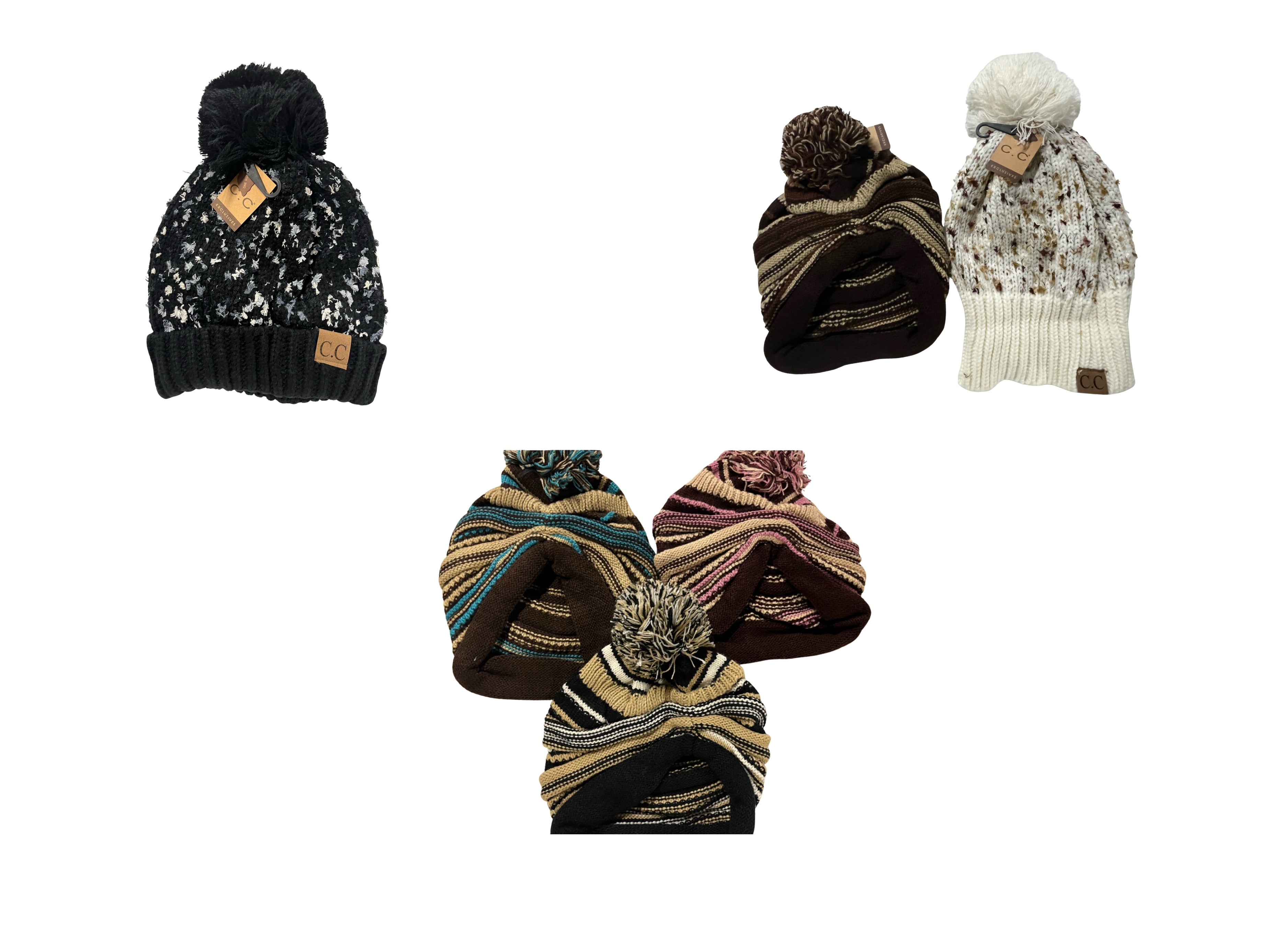 CC Beanie Winter Hats Pallet - 880 Mixed Styles - Cuffed/Pom/Slouch - Retail $14 | $1.00 Each