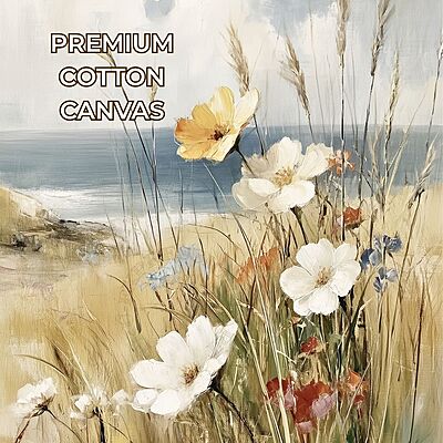French Coastal Daisy Landscape Canvas Print | UNFRAMED Unframed premium cotton canvas print French Coastal Daisy Landscape Canvas Print | UNFRAMED Unframed premium cotton canvas print
