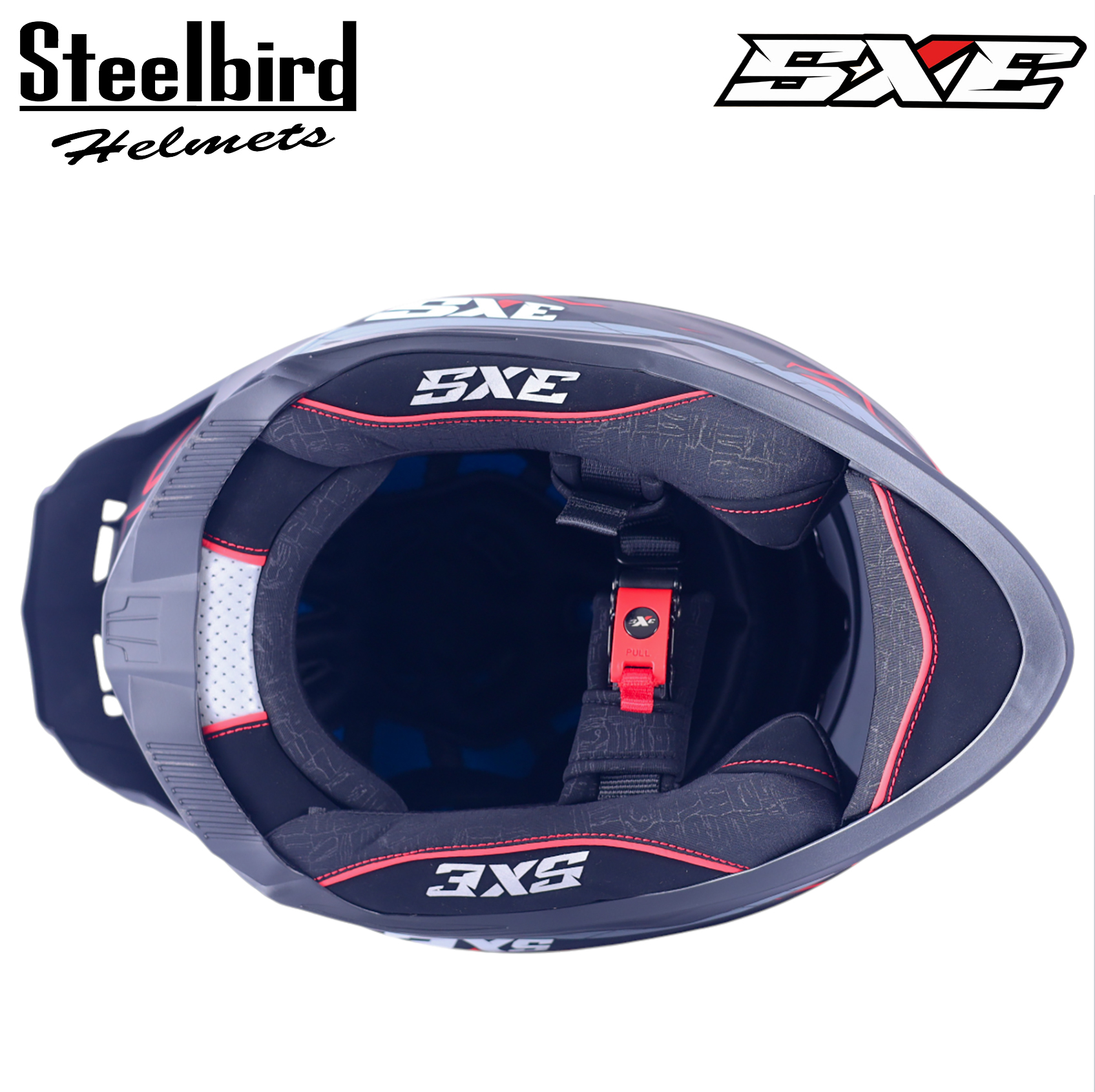 STEELBIRD SBH-61 ISS SXE RACE-X MATT BLACK/RED WITH TPE EDITION C/V 580MM (WITH EXTRA SMOKE VISOR)