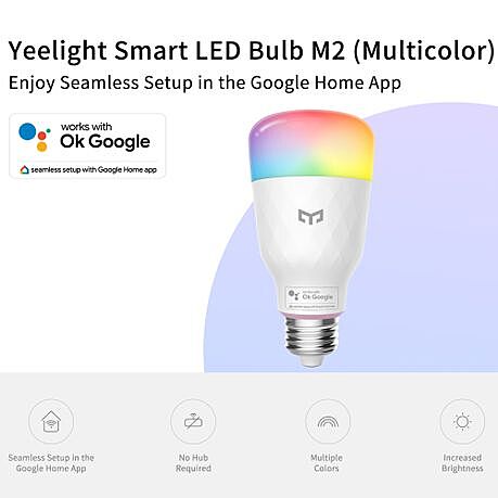 Yeelight Smart LED Bulb M2 (Colour) -Google Home Seamless Setup (Needs Hub)