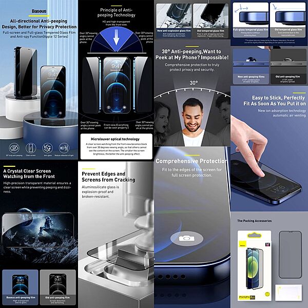 Baseus 0.3mm Privacy Tempered Glass Screen Protector iPhone 12 Series - 12 Mini