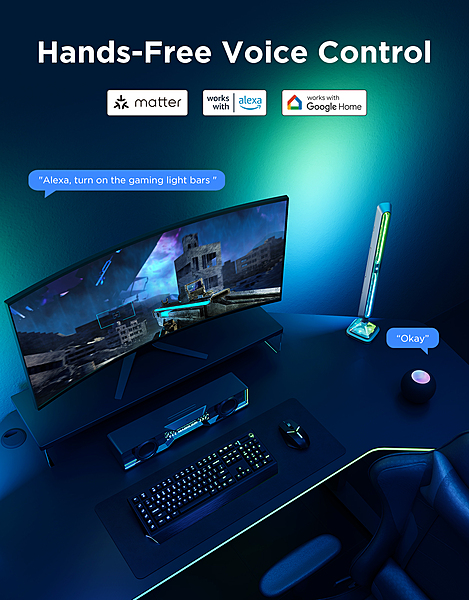 Govee Gaming Light Bars Pro - RGBICWW WiFi + Bluetooth Smart LED Light Bars