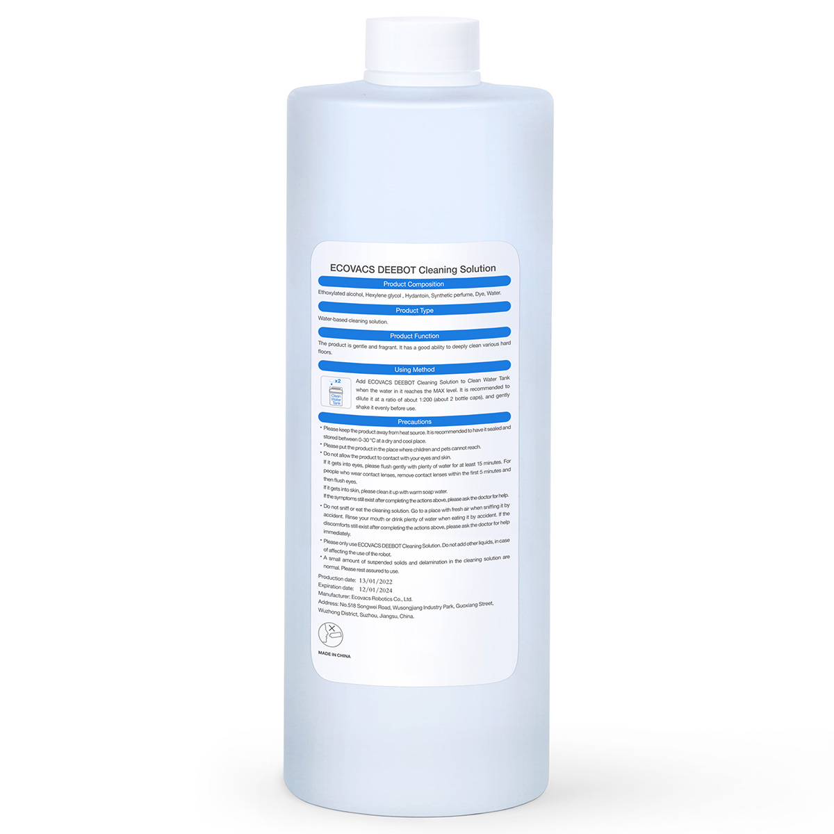Ecovacs DEEBOT Cleaning Detergent Solution Bottle - 1L