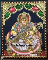 Saraswati Devi Tanjore Painting 15 x12 Saraswati Devi Tanjore Painting 15 x12